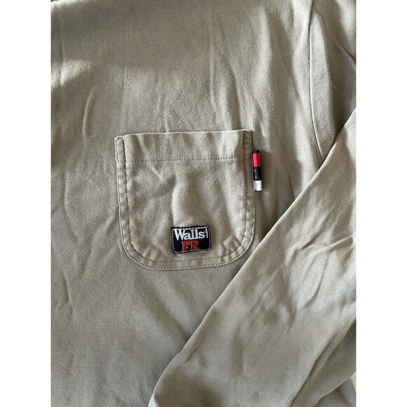 Walls FR Mens Long Sleeve Crew Neck Henley T-Shirt BeigePocket Pyro Safe Size XL - Picture 4 of 10